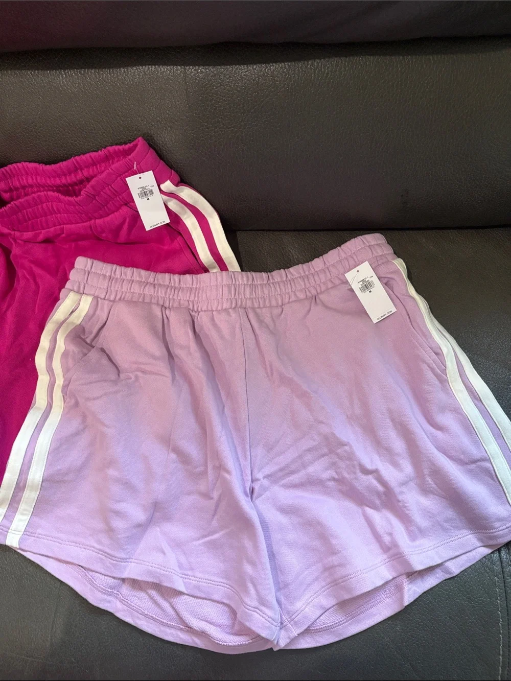 Old navy set of two sweat shorts in dragon fruit and lilac 5 in inseam